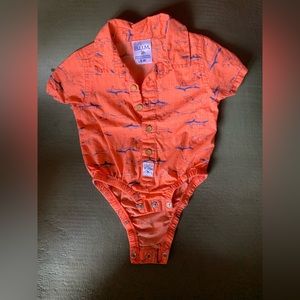 Orange Collar Sharks Onesie from Baby BUM in 6M